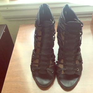 Strappy Black Heeled Sandals